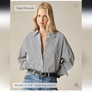 NWT J.Crew Women's Étienne oversized shirt in striped lightweight oxford $128 M